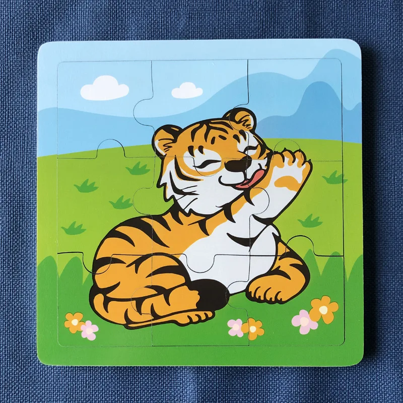 Nuovo puzzle in legno da 9 pezzi giocattolo educativo apprendimento cognitivo per i più piccoli animali dei cartoni animati veicoli bordo per bambini regalo per bambini