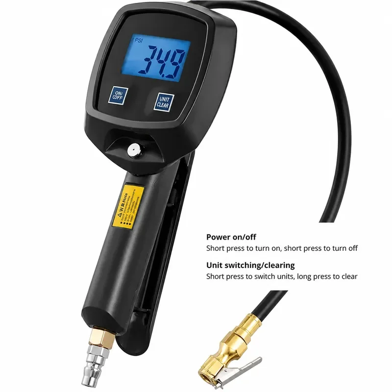 Professional Handheld Car Tire Inflator Deflator Tool with LCD Display High Precision Portable Auto Air Pump Gauge
