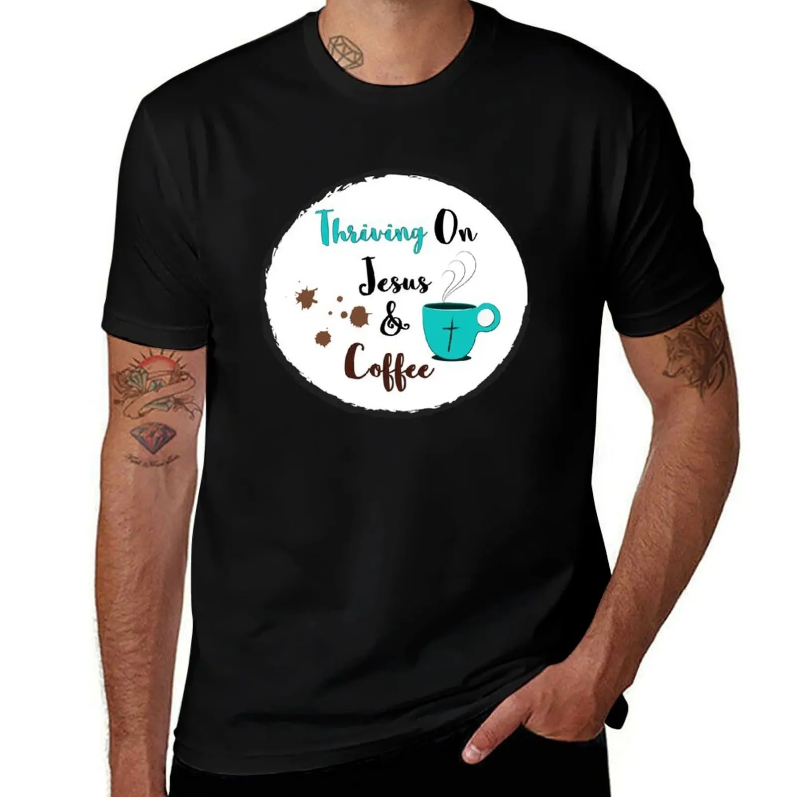 

designer casual shirts cotton Thriving man for Coffee t man men shirts on shirt t & Jesus t T-Shirt 100%