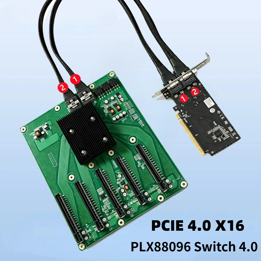 PCI-E 4.0 X16 Switch Card PLX PEX88096 SFF-8654 8i 1 To 5 /1-To-4 Gen4 5-GPUs Backplane Multi-GPU Expansion For AI Server Mining