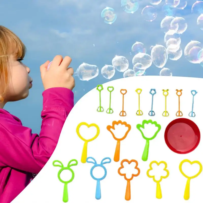 Zestaw 17 różdżek do baniek mydlanych z kwiatami, interaktywna gra plażowa na urodziny, Wielkanoc, dla chłopca, na karnawał, do klasy, na podwórko.