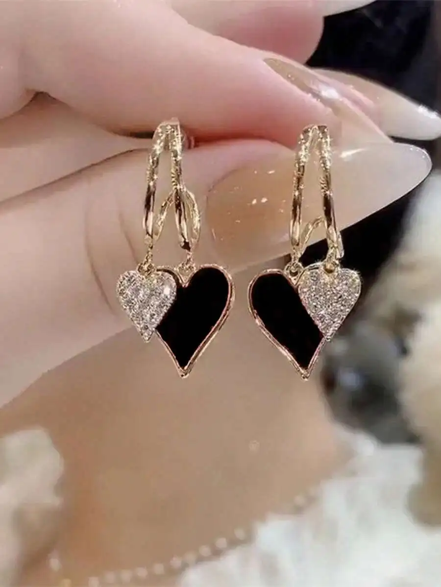 1 Pair Minimalist Red Heart Shaped Earrings For Women, Gift For Valentine's Day