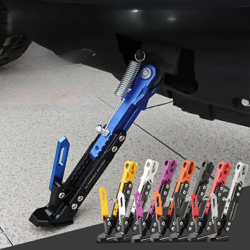 Universal Motorcycle Kickstand Side Support Kick Bracket Foot Stand Adjustable Side Tripod Alloy Motorbike Parking Kickstand