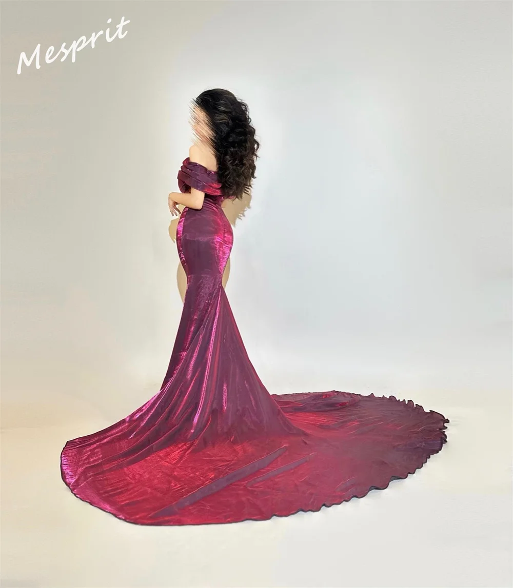 Customized Ball  Exquisite Off-the-shoulder Mermaid Evening Gown Hugging Shirred Velour Customized Saudi Arabia es