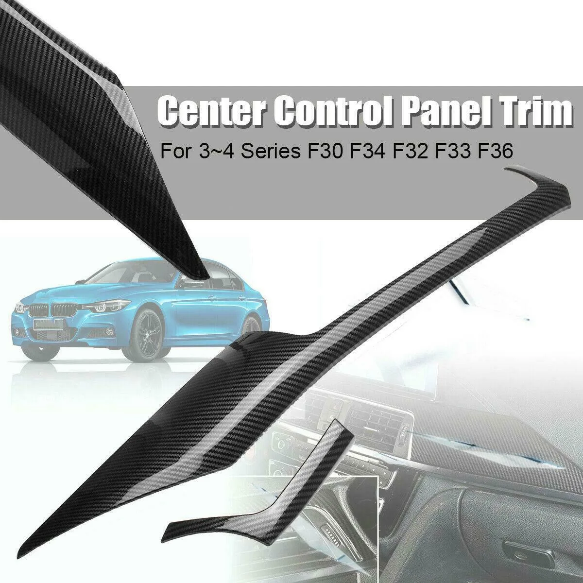 

B07A-Carbon Fiber Abs Look Interior Trim Center Control Panel Trim For-Bmw F30 F34 F32 F33 F36 2013-2019