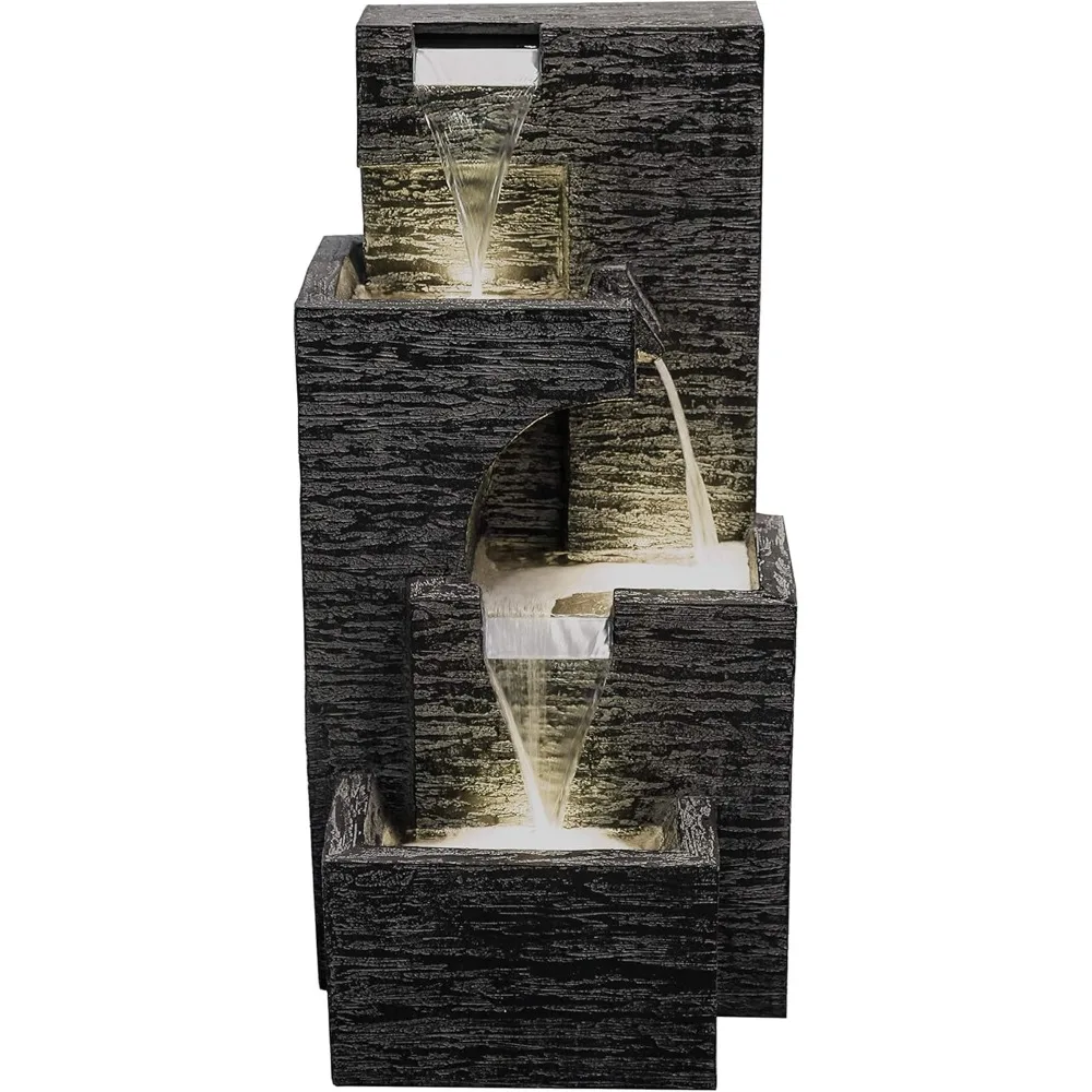 

Manufacturing Y95863 Malibu Tiers 32" Tall Lighted Zen Fountain, Gray