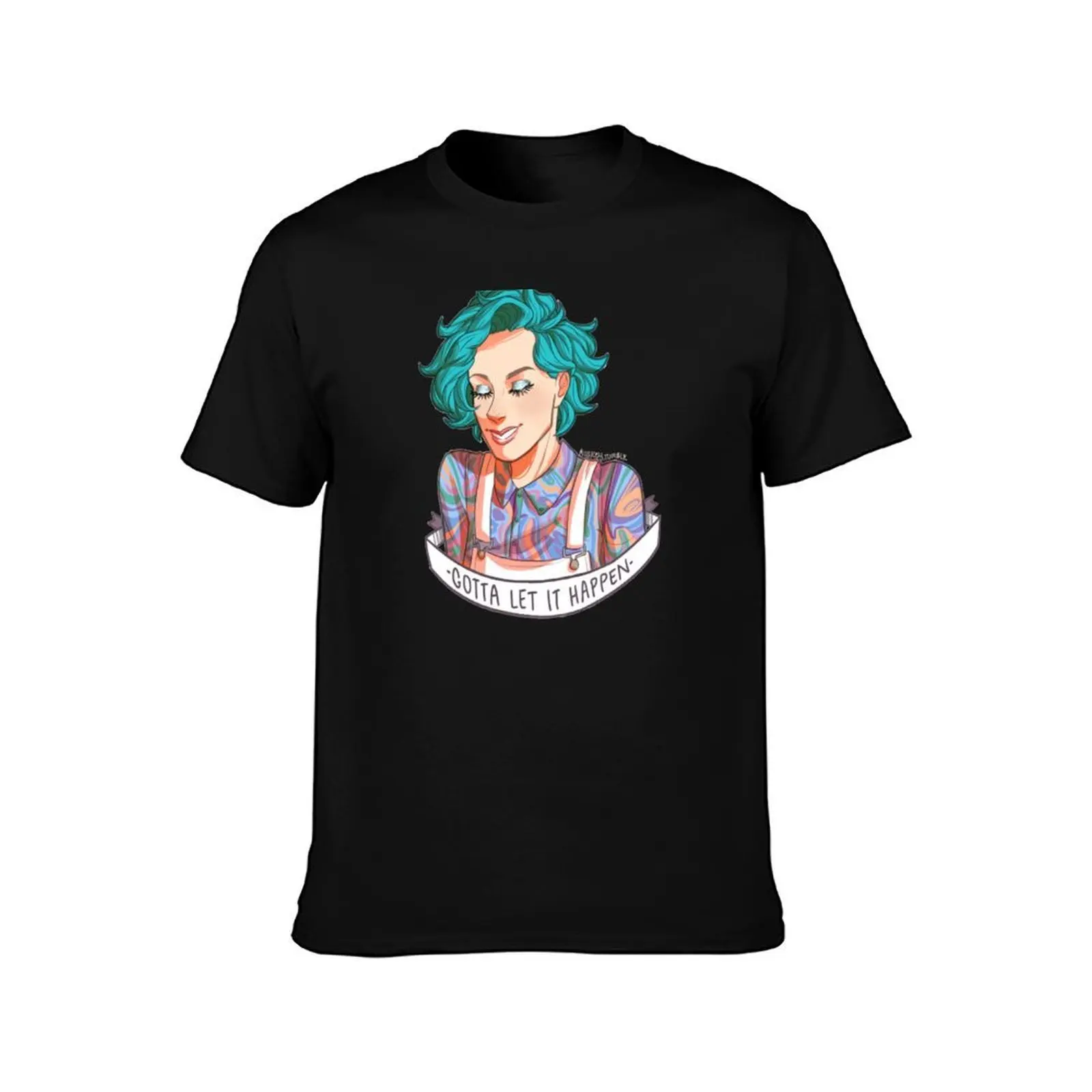 gotta let it happen T-Shirt, Summer Casual Cotton Tee, Oversized Streetwear Tops, Vintage Graphic Print, Loose Fit Short Sleeve