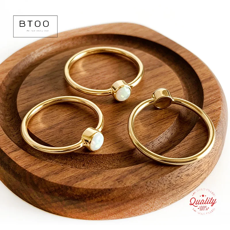

14K Gold Filled 4mm White Opal Ring Boho Gold Jewelry Minimalist Knuckle Ring Anillos Mujer Gold Rings for Women