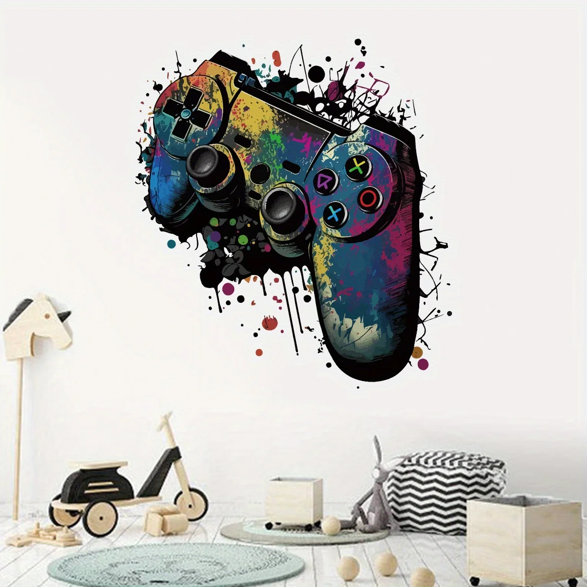 Watercolor Colorful Game Mechanical Wall Stickers for Children Room Kid Boy Home Decor Wall Decal Bedroom Living Room Decoration