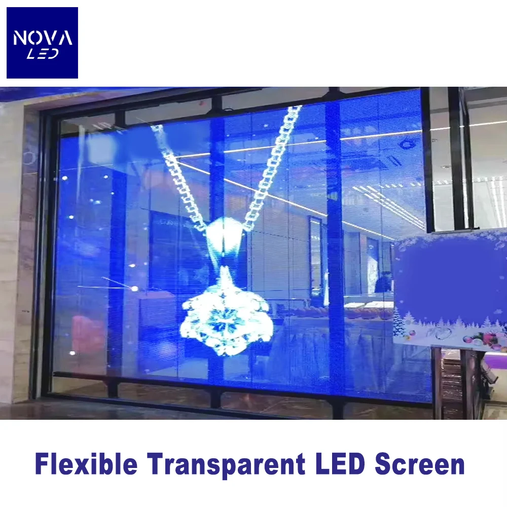 P3.91 Tela de filme LED flexível Tela transparente Tela de vidro Parede de fundo Entrega direta da fábrica