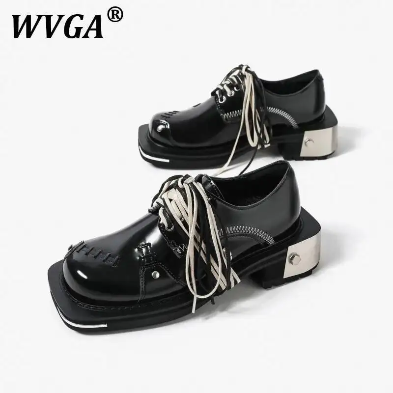 

WVGA New Man Big Toe Derby Shoes Y2K Spring Autumn Tide Handsome Lace-up Oxford Leather Texture Round Toe Chic Casual Ins W10832