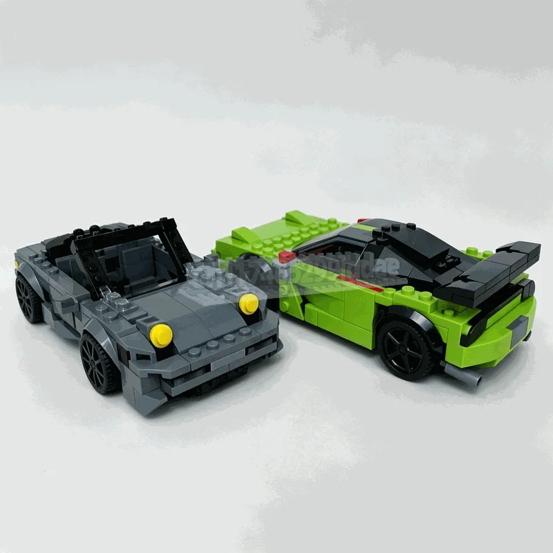 NEW 511Pcs Twin Sports Car Building Blocks Vehicle Model DIY Assembly Creative Racing Collection Display Educational Toy Gifts