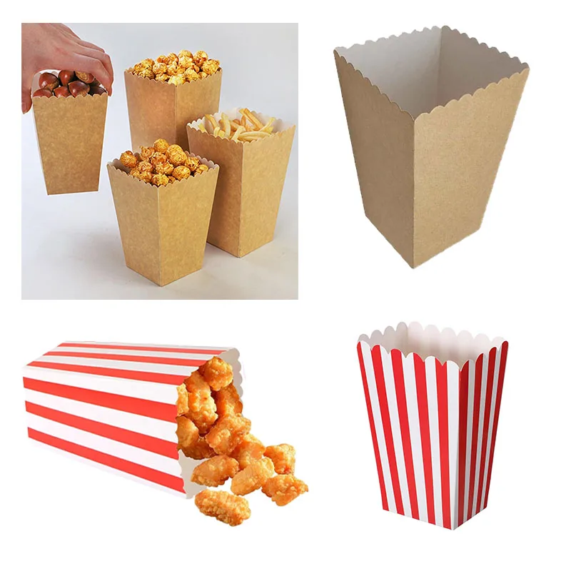 12 عبوة من حاويات الفشار الورقية الصديقة للبيئة، صندوق حلوى لحفلات الزفاف وأعياد الميلاد، مستلزمات زينة للاحتفال بالأطفال