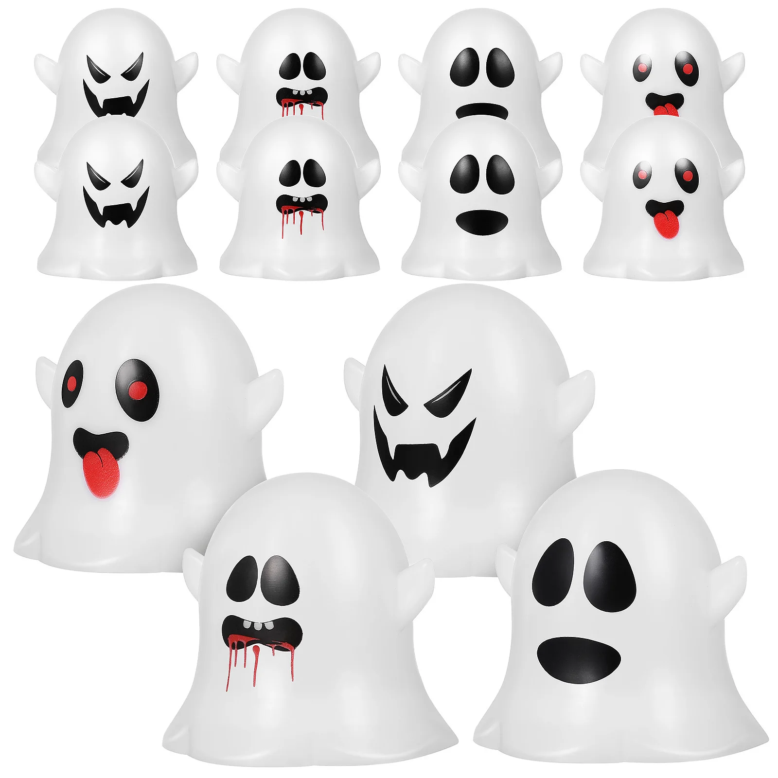 

12Pcs Halloween Ghost Flameless Flickering LED Tea Lights Night Light Operated Spooky Candles for Fireplace Party