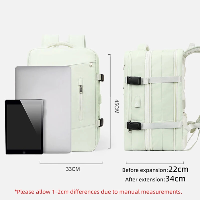 Mochila de viaje extensible para hombre y mujer, bolsa grande para ordenador portátil, equipaje para estudiantes, viaje de negocios, carga USB, XA299C