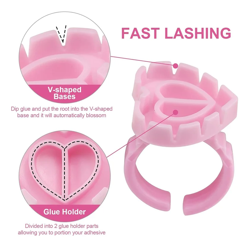 M04K حلقات الغراء 500 قطعة خواتم الغراء لملحقات رمش لاش حلقات الغراء الصباغ الدائري أكواب حامل الصمغ لتمديد لاش