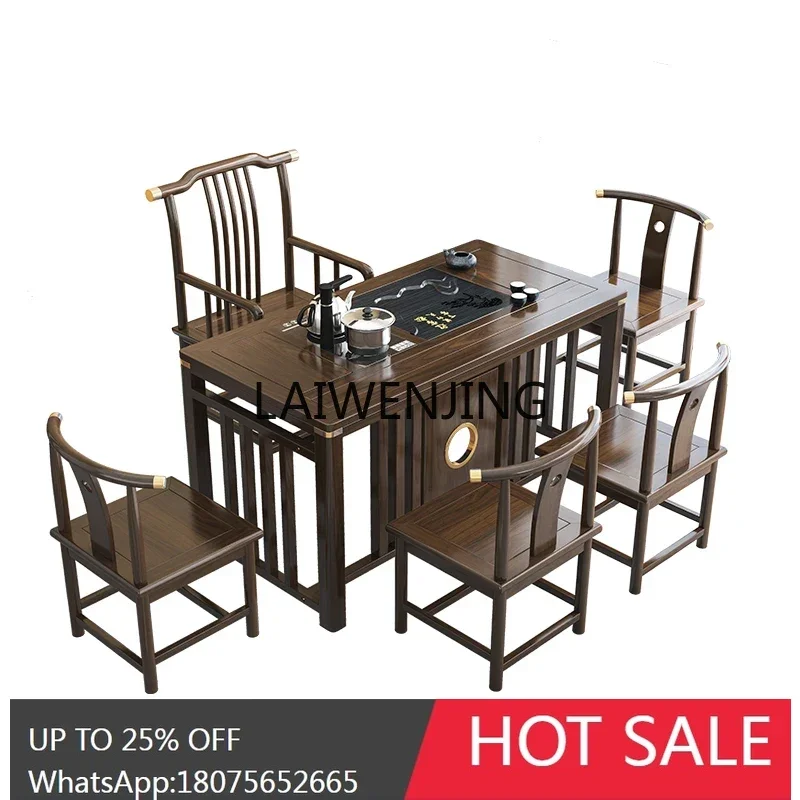 

Balcony Tea Table and Chair Combination New Chinese Solid Wood Kung Fu Tea Set