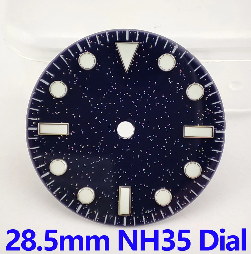 

New 28.5mm Watch Dial NH35 Dial NH36 Dial Starry Sky Dial Luminous Dial DIY Custom LOGO Suitable For NH35/NH36 Movement