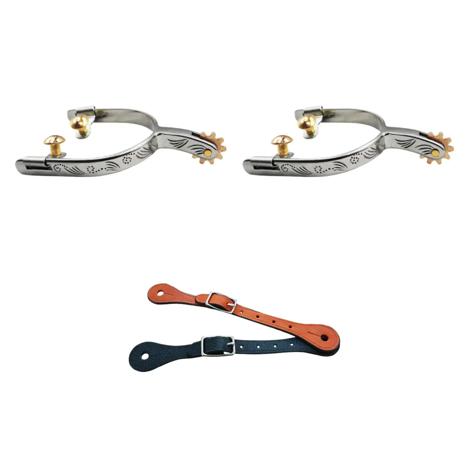2 piezas de espolón de caballo occidental para hombres y mujeres, decoración de espolón de bota de caballo, espolón de vaquero de acero inoxidable para competición ecuestre