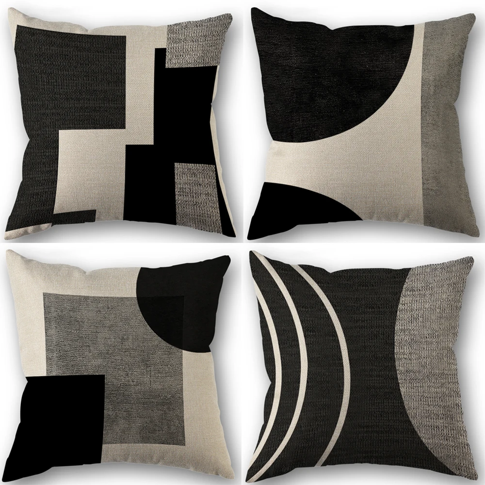 Abstract Geometric Throw Pillow Covers 45X45cm Modern Boho Black And White Decorative Cushion Cases Home Decor