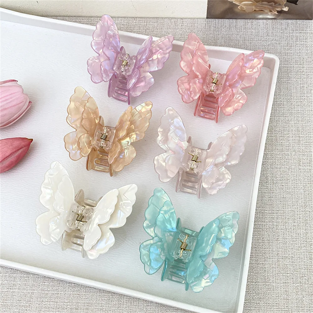 

Colorful Double layered Hair Clip for Women with Back of Head Three Dimensional Butterfly Gripping Clip Summer Hair Accessories