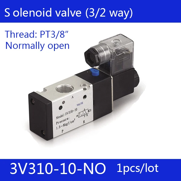 

1PCS 3V310-10-NO Normally open 3/8" Pneumatic valve solenoid valve DC12V 24V AC220V 3 port 2 position 3/2 way