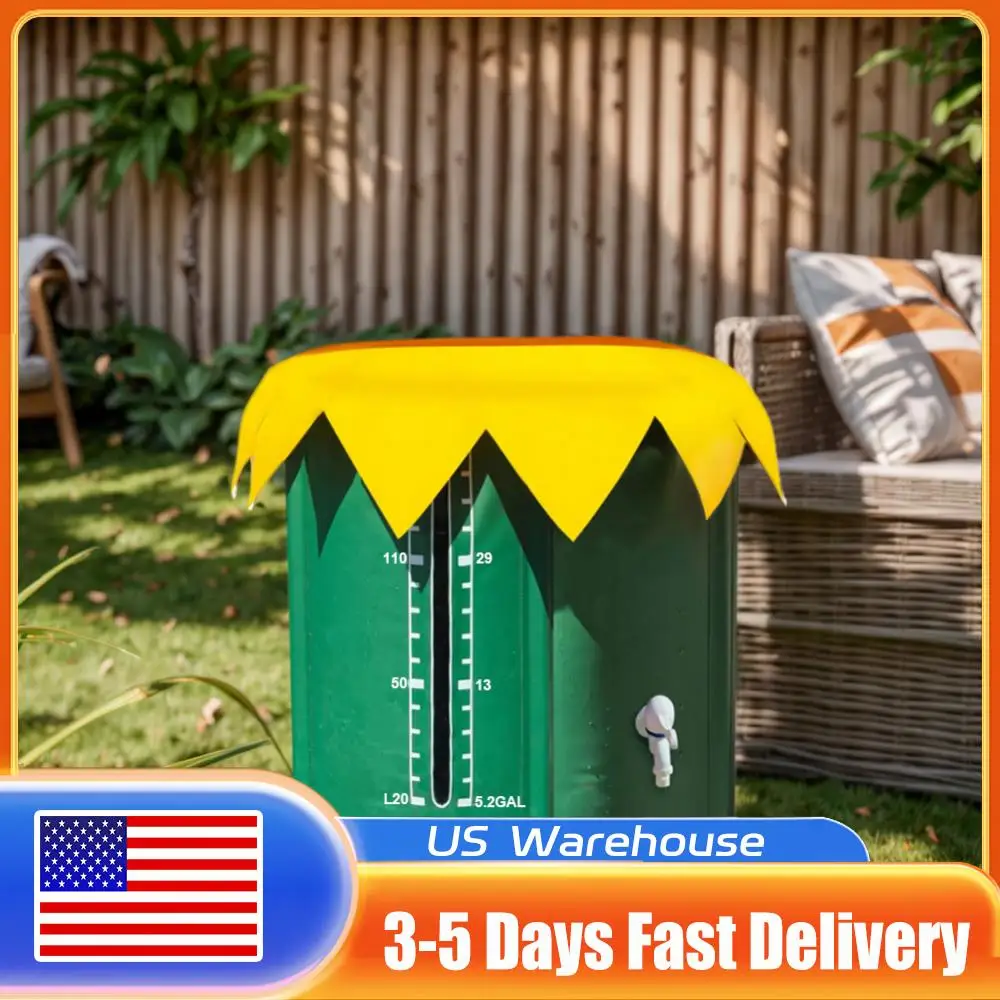 

52 Gallon Rain Barrel with Three Spigots PVC Water Storage Tank Water Barrel Collector Garden Water Catcher