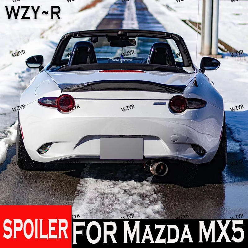 

For 2016-2023 Mazda MX5 Miata ND RF LMS Style Real Carbon Fiber Glass Duckbill Spoiler Trunk Wing Lip Racing AccessoriTrim