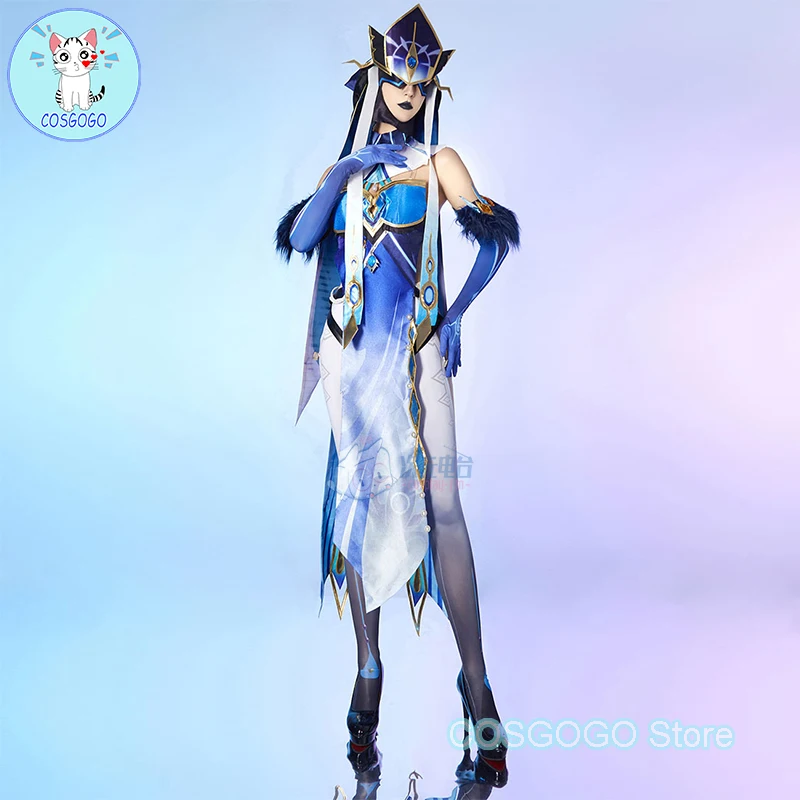 COSGOGO Game Genshin Impact Fatui Mirror Maiden Cosplay Costume Halloween Mirror Maiden Cosplay Genshin Outfits New Suit Uniform