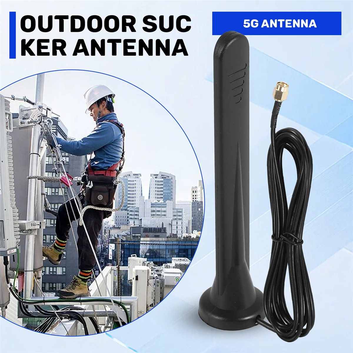 AT41GSM GPRS 3G 4G 5G Antenna Outdoor High Gain 15DBi 600-6000MHz SMA Male Waterproof Magnetic Sucker Antenna for Router