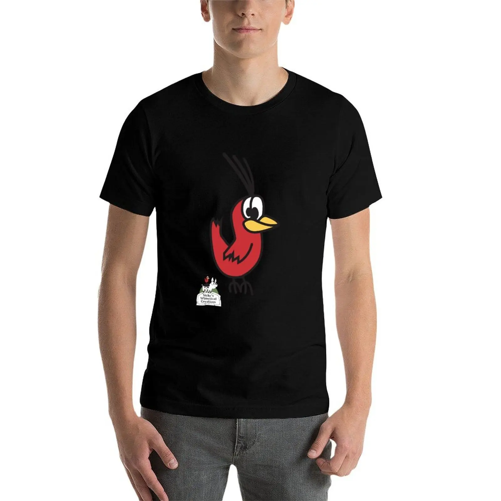

Nickys Red Bird + logo T-Shirt man t shirt cotton t shirt for man T-Shirt
