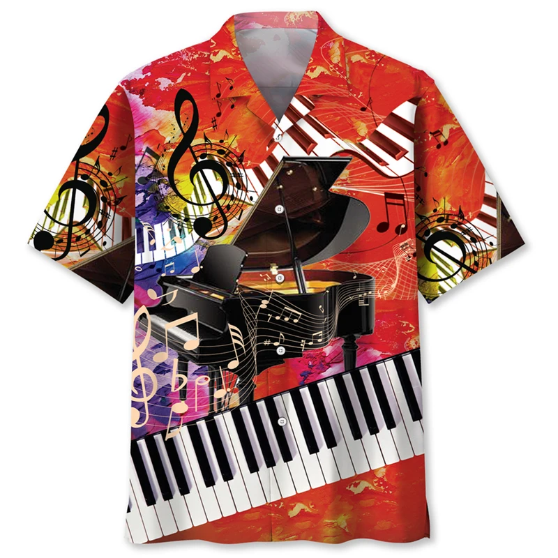 

Retro Graffiti Violin Printed Shirt Music Lover Hawaii Style Pattern Shirts Men's Leisure Clothing 2025 Street Fashion Blouse
