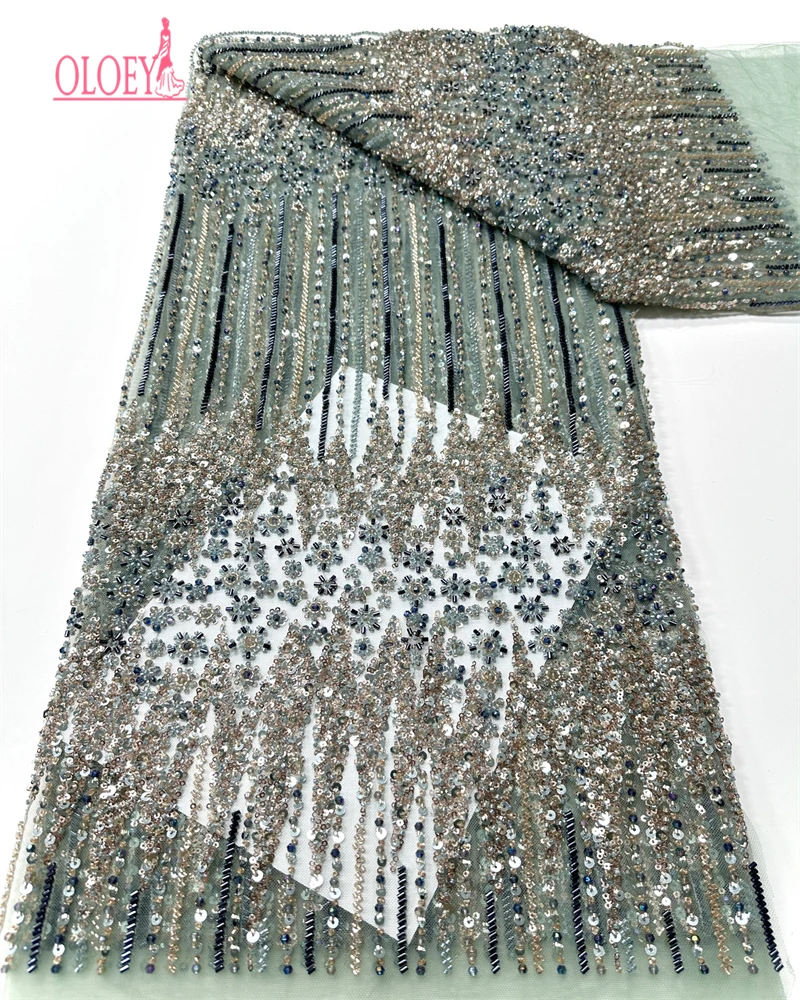 

OLOEY High-End French Fashion Handmade Embroidery Net Lace Evening Gown with Bead Sequin Accents New Design Top Quality for Part