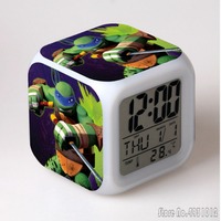 Animated Mutated N-Ninja-Turtles Alarm Clock Creative Student 8x8x8cm LED Cube with Colorful Light Display Time Week Month