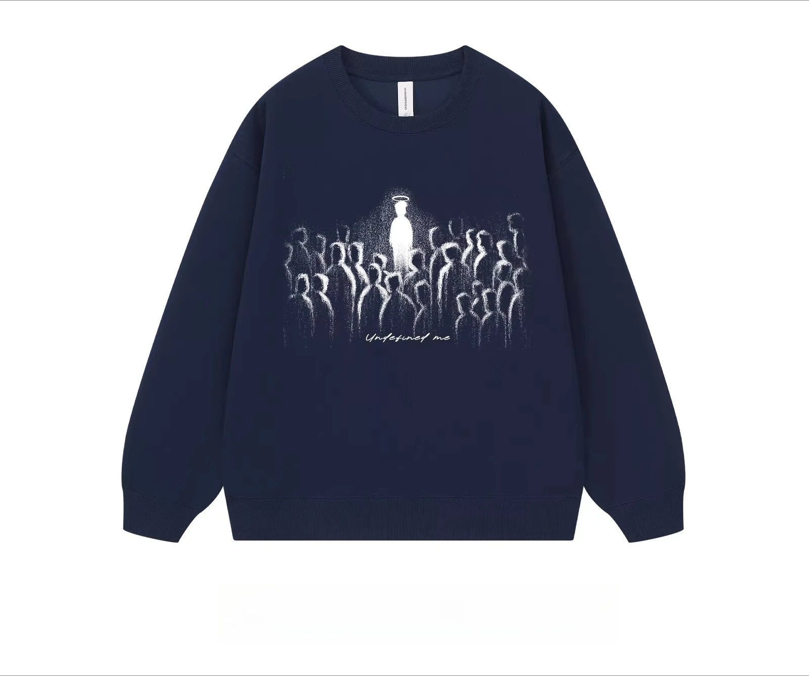 Spring and Autumn American Street Style Dark Abstract Art Print Black Gray Apricot Navy Blue Men's Casual Long Sleeve Sweatshirt