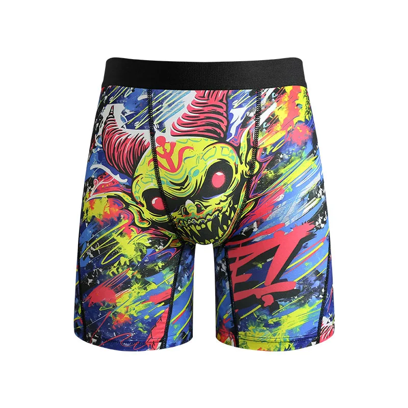 

Мужские трусы-боксеры с графическим рисунком, уличная одежда 2025 года, с принтом черепа дьявола, красочный дизайн граффити, удобное нижнее белье