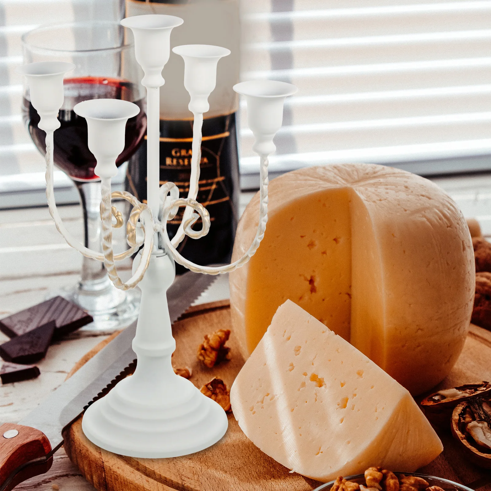 

Multi-Branch Iron Candelabrum Vintage Holder For Home Decor Dining Table European Style Metal Stand Tall