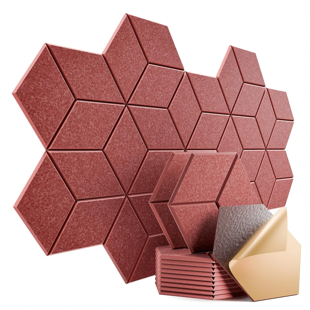

12 Pack Hexagon Self Adhesive Soundproof Panels Fireproof Acoustic Foam Tiles Noise Cancelling for Home Studio and Office