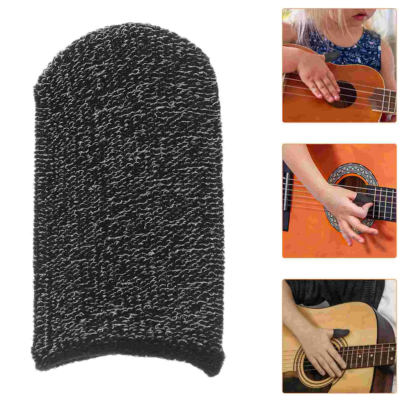 

2 Pcs Finger Sleeve Guitar Cots for Children Covers Bass Thumb Fingertip Protector Black Protectors Players