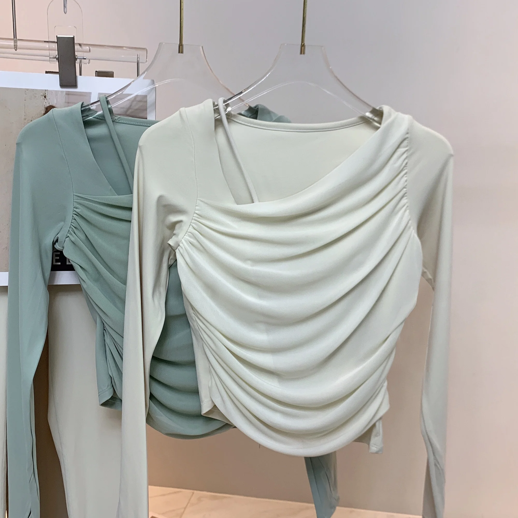 Ele Yoga Long Sve T-irt femmes moi épissure Fitn haut de sport minceur Faionable vêtements de Yoga dames T-irt