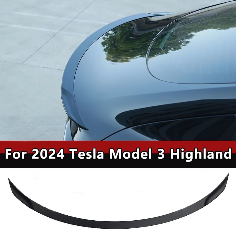 

For 2024 Tesla Model 3 Highland ABS material Rear Trunk Lid Spoiler Wing CarTailgate Flap Trim Decklid Lip Body car Accessories