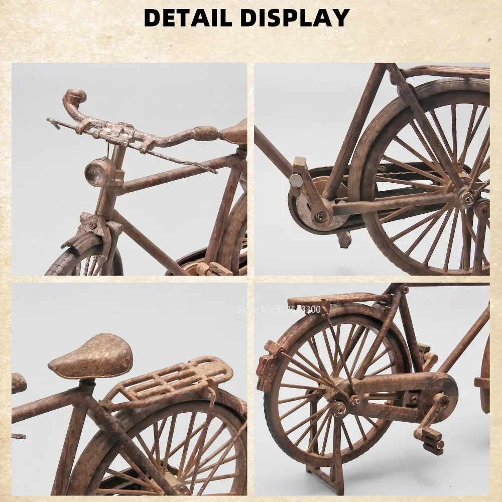 1:10 Mini Retro Bicycle Model Toy Old-fashioned Wheel Steering Bike Models Simulation Collection Gifts Nostalgic Toys for Child