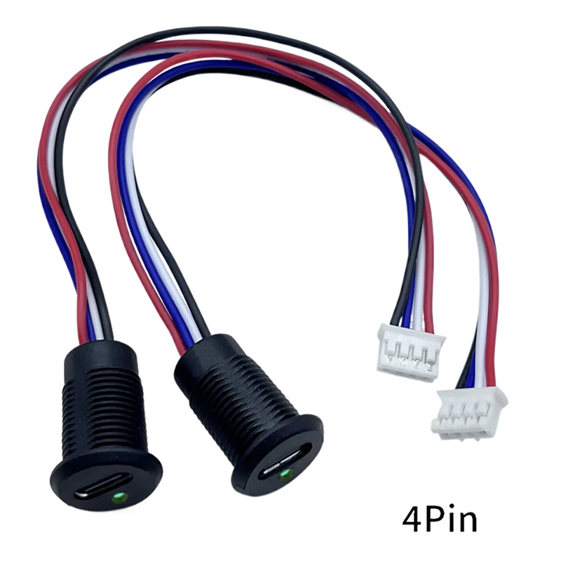 1pc TYPE-C 4P High Current Charging Socket With Wire Light USB TYPE-C Female Type C Waterproof Female Connector