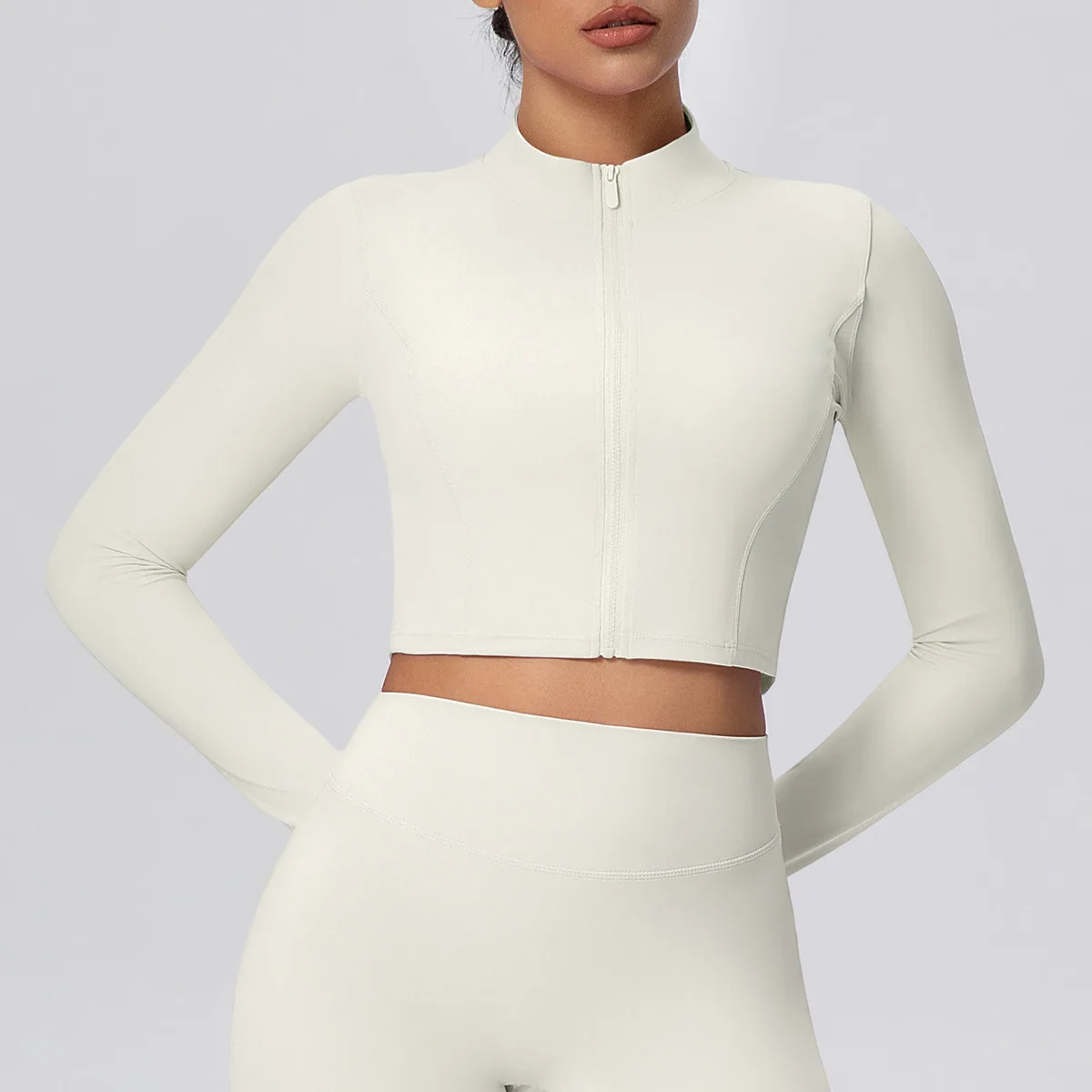 

New Women's Slim Brushed Short Sports Tops Sports Fitness Zipper Long Sleeve Jacket Running Casual Workout Clothes Gym Yoga Coat