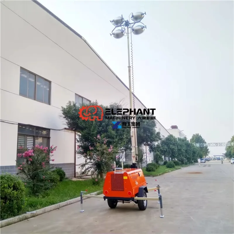 Hot Sale Portable Mobile 9m High Mast Lighting Tower with Famous Brand Diesel Engine 4TN4000 for Construction Site