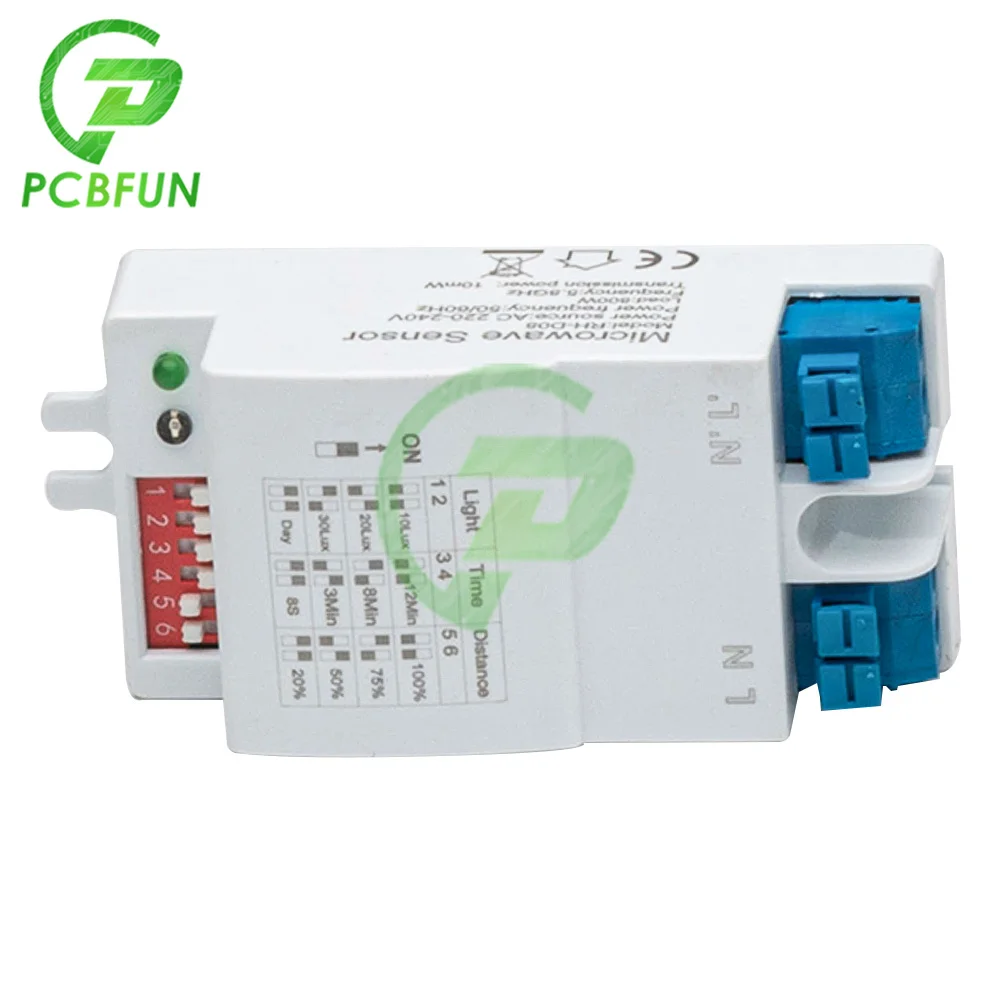 AC 220-240V 5.8GHz Microwave Radar Sensor Switch Body Motion Detector For LED Light Sensors Switches