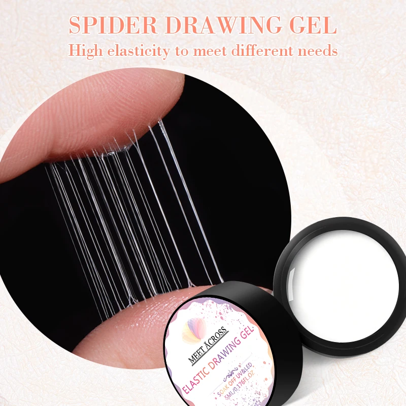 MEET ACROSS 5ml Spider Drawing Gel Nail Polish All For Manicure Black White Wire Painting UV Gel Nail Supplies Vernis Nail Art