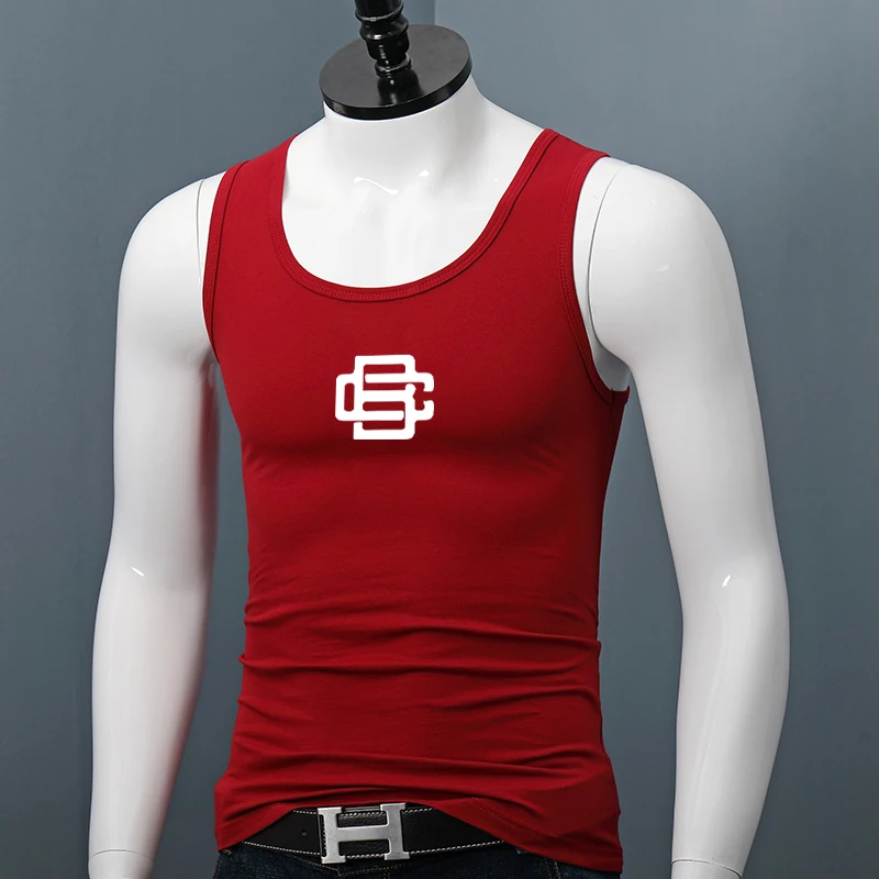 

Cotton Wide oulder Vest Men Summer Sports Fitn Hurdle Slim Fit Base Sweatirt Young Print Svel T-irt