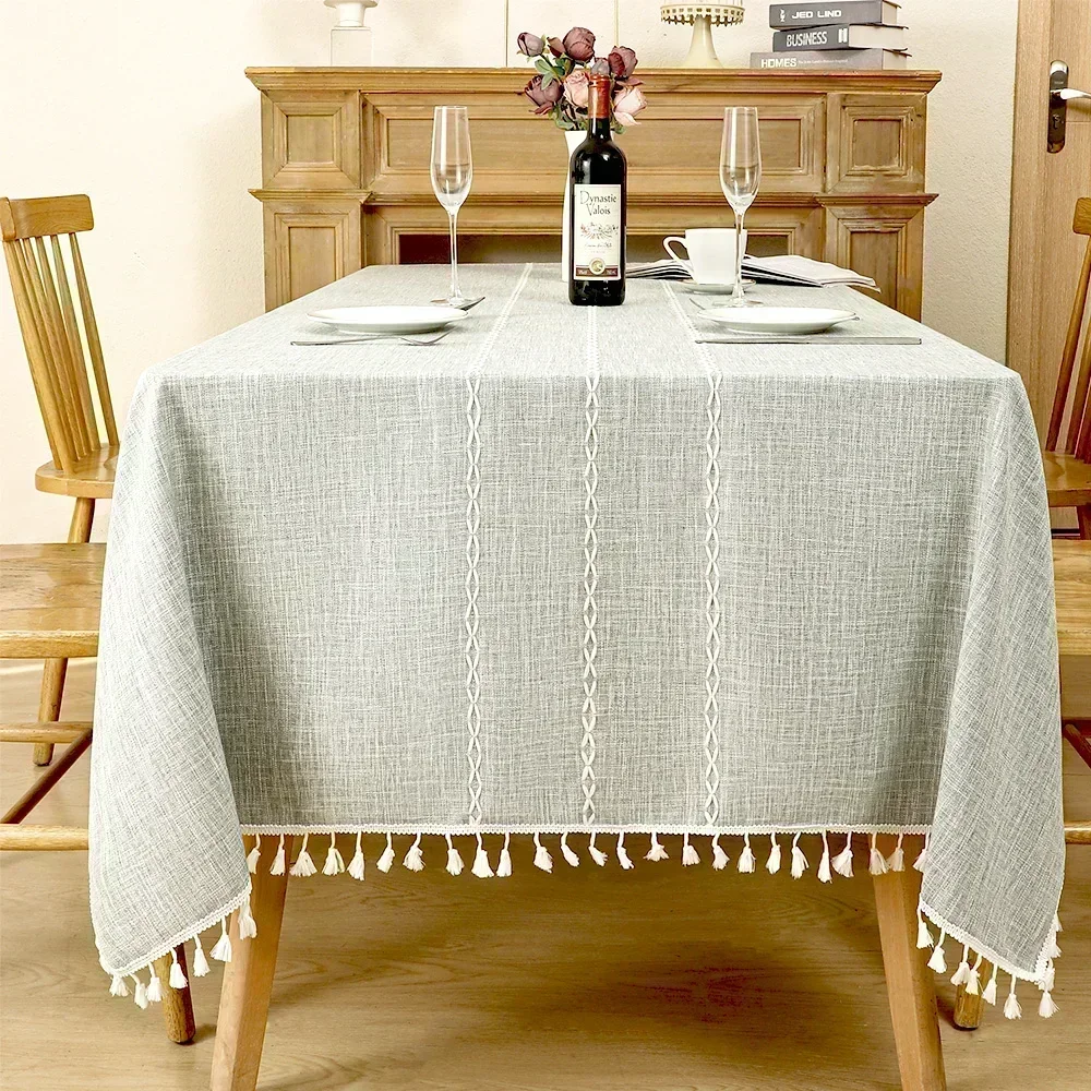 

Nordic Tassel Cloth Tabl Embroidered Leaf American Tablecloths For Events Rectangular Jacquard Coffee Table Cover