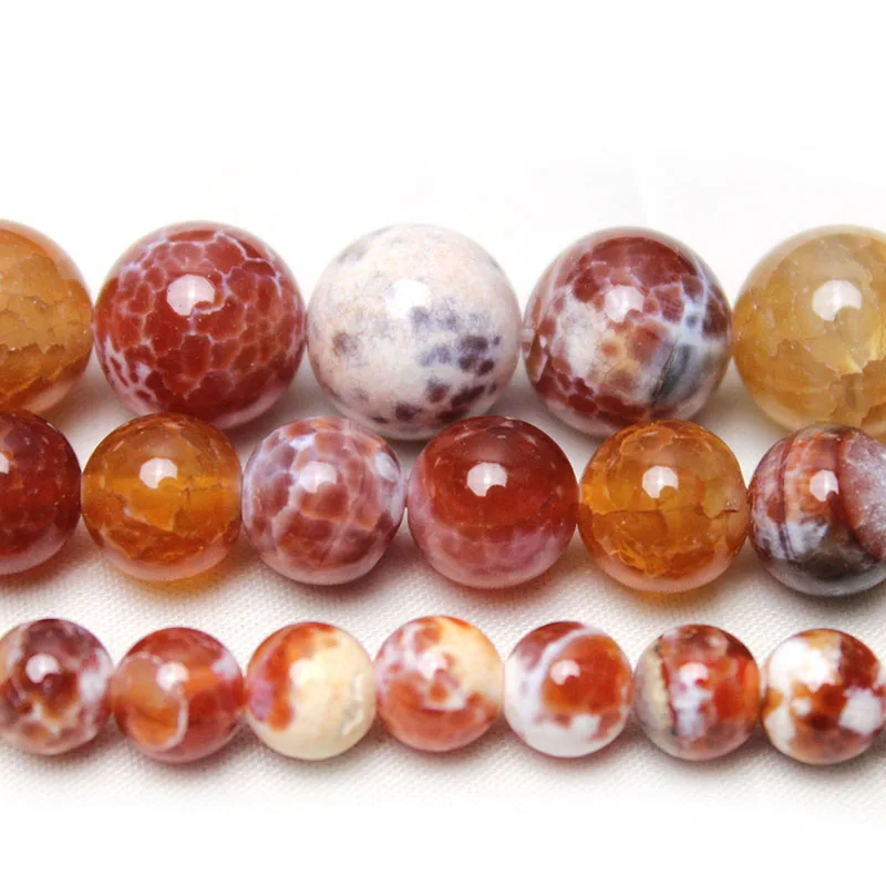 Natural Red Fire Agates Onyx Stone Round Loose Spacer Beads For Jewelry Making Diy Necklace Bracelet 15\